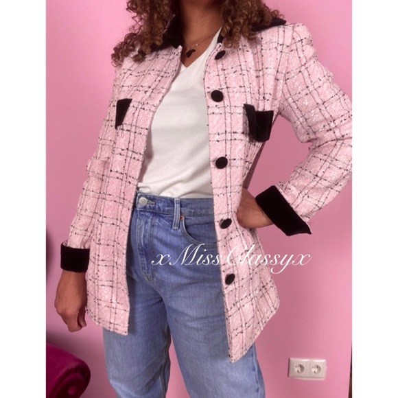 ✨Stunning PRESTIGE Elegance Paris Pink Wool Boucle Tweed Jacket Coat Blazer - Picture 1 of 16